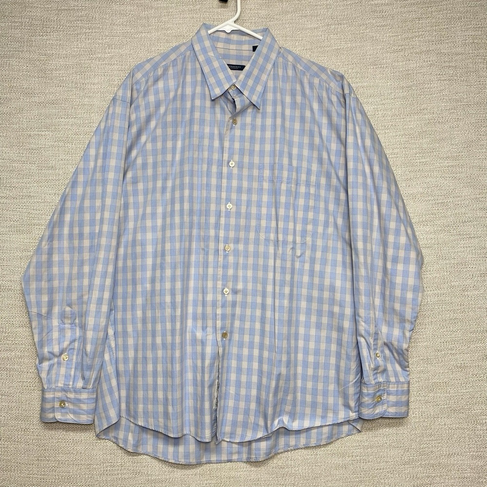 Burberry London Gitman Bros Shirt XL Mens L/S Button Up Blue Plaid - Picture 2 of 7